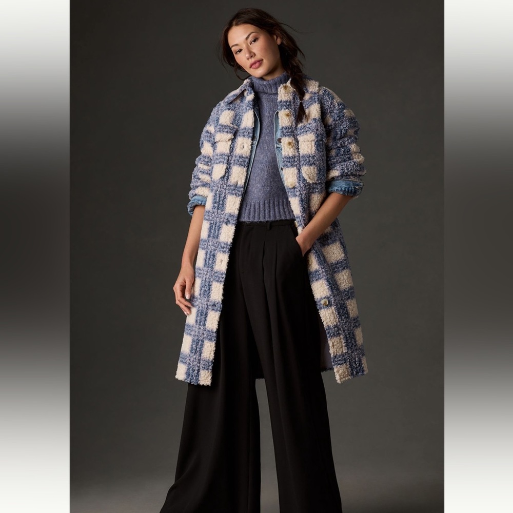 If By Sea Bouclé Plaid Long Shacket